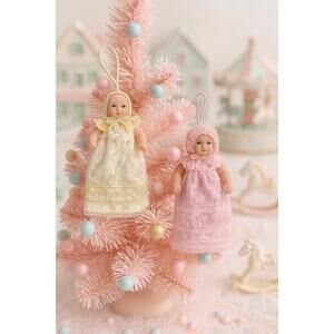 Artisan VTG Mini Bisque Porcelain Baby Doll Ornaments Dollhouse Jointed Limbs